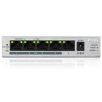 Zyxel GS1005HP 5-Port Gigabit PoE+ Switch (4x PoE Ports, 60W Budget, Unmanaged)