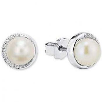 Aretes S.OLIVER 2022749 de Plata 925 con Perla Cultivada de Agua Dulce y Circonita Cúbica, Diseño Elegante para Dama