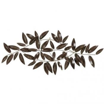 Decoración de Pared de Hierro con Diseño de Hojas en Color Marrón y Dorado - 120,7 x 7 x 52,1 cm