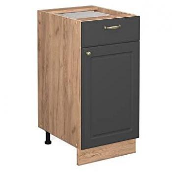 Mueble Bajo de Cocina Fame-Line, Antracita-Oro, 40 cm sin Encimera