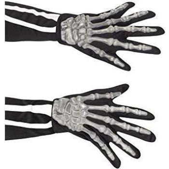 Smiffy's-22149 Miffy Guantes de Esqueleto, Adulto, Color Negro, Tamaño único