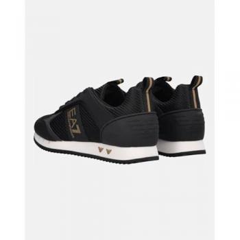 EA7 Emporio Armani Black & White Label-Print Sneakers for Men, Size 40