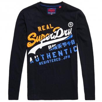 Superdry Vintageauthenticxll/stee, Camiseta de Manga Larga para Hombre, Azul