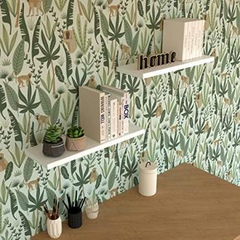 Estante de Pared Blanco 60x20x2.5 cm, Madera FSC®, Herraje Oculto, Carga hasta 25 Kg