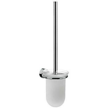 Juego de escobillas para inodoro Emco Rondo 2, recipiente de cristal satinado y mango cromado, montaje en pared