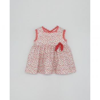 Vestido de bebé niña de algodón en color rojo con estampado de tomates