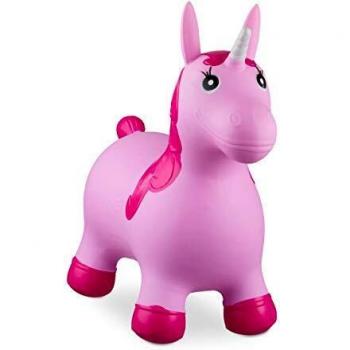 Relaxdays- Saltador Hinchable Unicornio para Niños hasta 50 Kg sin BPA, Plástico, Color rosa, 52 x 26 x 62 cm