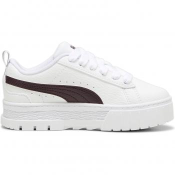 Zapatillas Puma Mayze Lth para niña, blancas y negras, piel, planas, con cordones