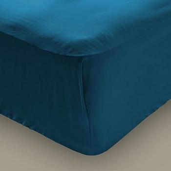 Sábana Bajera Ajustable Algodón 100% 180 Hilos Azul Marino para Cama hasta 28 cm - Fácil Planchado y Lavable (30º)