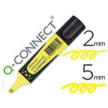 ROTULADOR Q-CONNECT FLUORESCENTE AMARILLO PREMIUM PUNTA BISELADA CON SUJECION DE CAUCHO