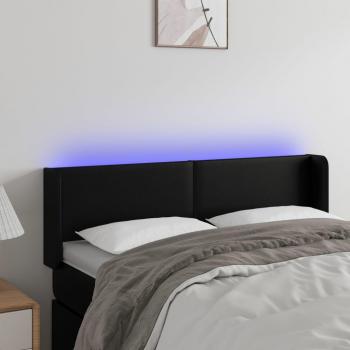 Cabecero LED negro en cuero sintético 147x16x78/88 cm