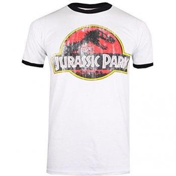 Jurassic Park Distressed Logo Camiseta, Blanco