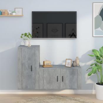 vidaXL Set de muebles para TV 2 piezas madera contrachapada gris hormigón