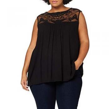 ONLY Carmakoma Carvivian SL Top Camiseta sin Mangas, Negro, 48 para Mujer