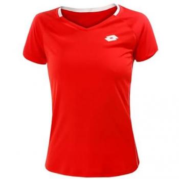 Camiseta Lotto Squadra II PL de Manga Corta para Mujeres en color Rojo, talla XS