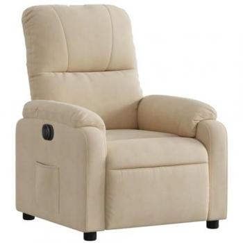Sillón Reclinable Eléctrico de Microfibra Color Crema, Silla Ajustable con Respaldo, Sillón Orejero de TV, Asiento para Personas Mayores