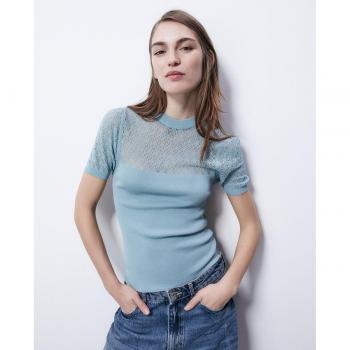 Jersey canesú Sfera - Jersey de punto, canesú en la parte superior, manga larga, cuello redondo, tejido suave y cómodo, disponible en varios colores