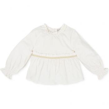 Blusa de bebé niña Tutto Piccolo en blanco con abertura trasera