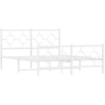 Estructura de cama de metal con cabecero y estribo, color blanco, tamaño 140x200 cm