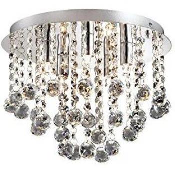 Lámpara de techo semiempotrada grande Bijoux de cristal cromado con 5 luces G9