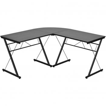 Escritorio en L Costway, Mesa Angular Reversible para Ordenador, Salva Espacio y Multifuncional, Color Negro, Dimensiones 150 x 150 x 76 cm