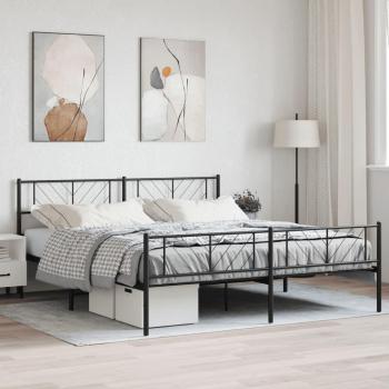 vidaXL Metal Bed Frame without Mattress with Footboard Black 183x213cm
