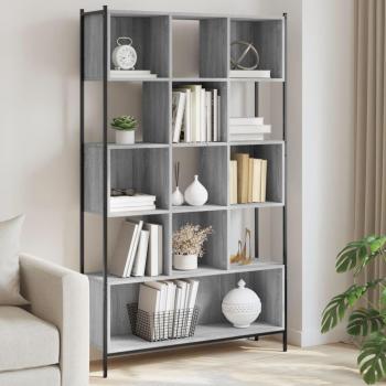 Estantería de madera de ingeniería 102x28x172 cm en colores Negro, Roble Sonoma y Roble ahumado, mueble de almacenaje para oficina, estudio y dormitorio
