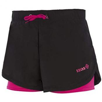 Izas Pantalones Cortos Malawi Negro/Fuxia para Mujer, De Running, Talla XS