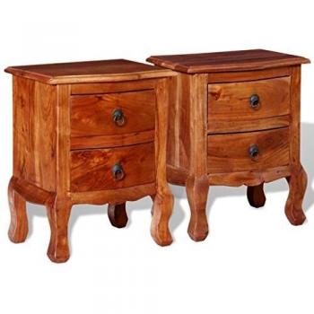 vidaXL Nightstands with Drawers 2 pcs Solid Acacia Wood