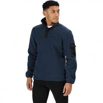 Regatta Cormac Button-Neck High Pile Borg Fashion Fleece Forro Polar, Hombre, ala Azul/Negro, XXXL