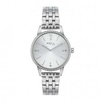 Reloj de mujer Breil Tribe Mod. EW0647, acero inoxidable, esfera blanca, correa de piel negra, resistente al agua hasta 50 metros, diseño elegante y moderno