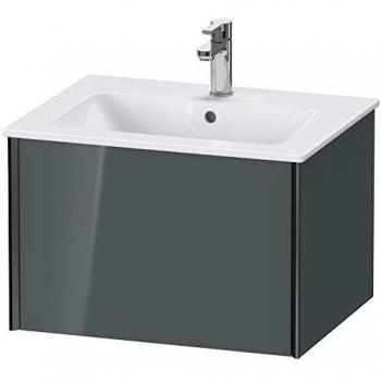 Mueble Bajo Lavabo Mural Duravit XViu 61x40x48 cm, Gris Dolomiti Brillante y Negro Mate, 1 Cajón Extraíble