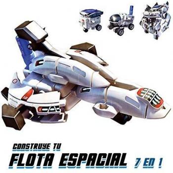 Xtrem Bots- Construye tu Flota 7 en 1, Robot construccion, robotica para niños, Juguete Educativo, Naves espaciales niño, energía Solar, Color Blanco