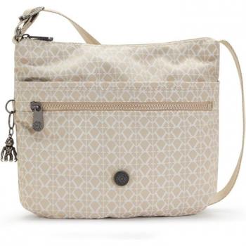 Kipling - Bandolera de mujer Arto Signature Beige con diseño ligero