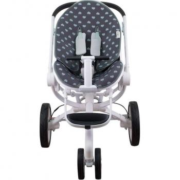 Colchoneta para silla de paseo Jyoko Deluxe compatible con Quinny Moodd, Stokke y Cybex Priam, color Blue Heart