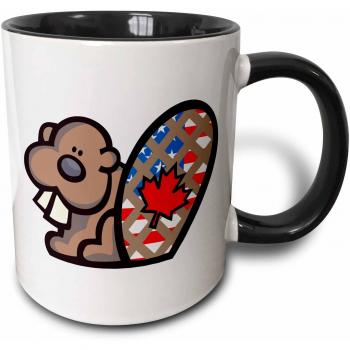 Mensuk mug_116146_4 Cute American Canadian Beaver Nationality Pride Animal Cartoon Two Tone Black Mug, 11 oz, Black/White