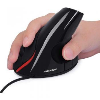 Ergonómico vertical del ratón óptico USB con cable Alta precisión DPI, ratón de 5 botones Vertical