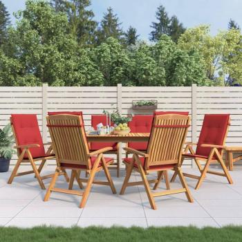 Reclining Garden Chairs with Cushions Set of 6 in Solid Teak Wood