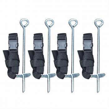 Kit de Anclaje para Trampolín Polaris, Negro - 4 Sardinas de Fijación y Sogas, Compatible con Todas las Tamaños