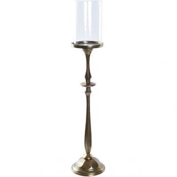 Candelabro aluminio cristal 13x13x53 desgastado