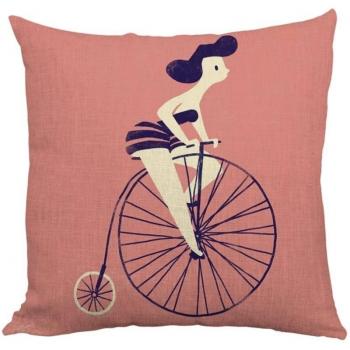 Levionlinesale No.1293 Lady Riding Bike Pillow Cover Decorative Pillows For Sofa