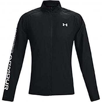 Chaqueta Under Armour UA Storm Run - Color Negro, impermeable, transpirable, con tecnología de repelencia al agua, ajuste regular, capucha ajustable y reflectante para mayor visibilidad