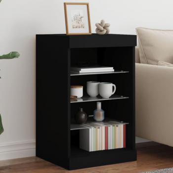 Aparador con luces LED negro 41x37x67 cm - Mueble de Almacenaje de Salón, Armarios con Puertas, Cajón de Madera, Buffet para salón Moderno, Armario Auxiliar, Armario