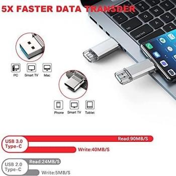 RAOYI 32GB Memoria Flash USB 3.0 Tipo C Dual OTG Flash Drive USB C Pendrive 32 GB Memory Stick para Smartphones USB-C, Tablets MacBook, Samsung Galaxy S9, LG G6, V30, Google Pixel XL