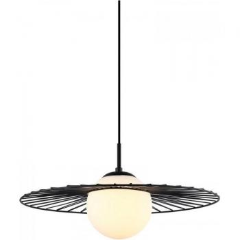 Lámpara colgante moderna Sally Black - Italux, 1 luz, pantalla negra y blanca, casquillo E27