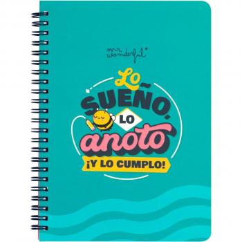 Libreta A5 Mr Wonderful - Lo sueño, lo anoto ¡y lo cumplo! 14x21x1 Cms