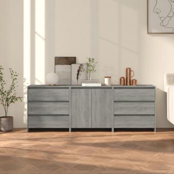 Aparador de 3 piezas Sonoma madera gris multicapa