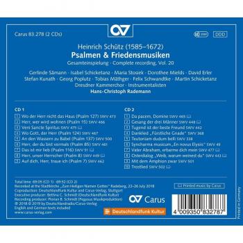 Schütz: Psalms & Peace Music (GA Vol. 20) by Gerlinde Sämann