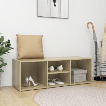 Banco zapatero de roble 105x35x35 cm de madera multicapa color marrón