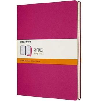 Set de 3 Libretas Moleskine Cahier XL Rosa Rayadas